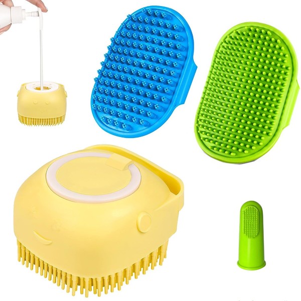 Halopet Dog Bath Brush/Dog Grooming Brush/Dog Shampoo Brush，Dog Scrubber for Bath with Pet Toothbrushes for Long Short Haired Dogs Cats Shower