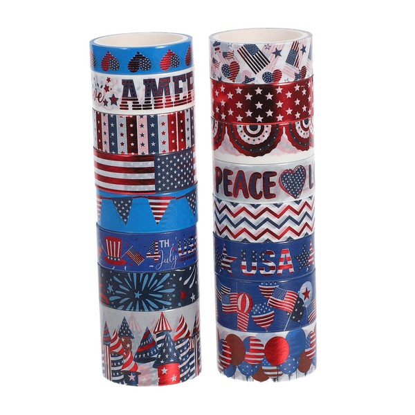 OSALADI 16rolls Independence Day Themed Washi Tape Decorative Patriotic Tape