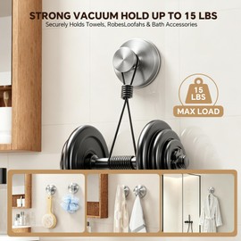XCIXCI 4 Pack Suction Cup Hooks for Shower & Bathroom No Drill Towel Hook