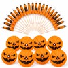 120Pack Halloween Pumpkin Drink Cocktail Umbrellas Picks