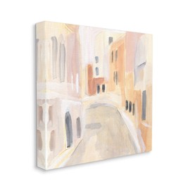 Stupell Industries Soft City Pathway Delicate Coastal European Buildings, Designed by Annie Warren Canvas Wall Art, 30 x 30, Yellow