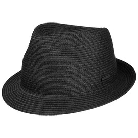 Stetson Plain Toyo Trilby Straw Hat - Plain Hat - Classic Look - Summer Hat with UV Protection 40+ - For Men and Women - Spring/Summer, black