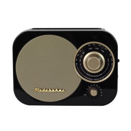 Studebaker SB2000BG Retro Classic Portable AM/FM Radio with Aux Input (Black & Gold)