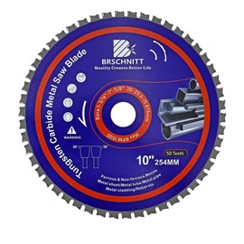 10" Metal Cutting Circular Saw Blade - BRSCHNITT Tungsten Carbide Tipped TCT Saw Blades for Steel, Nickel, Titanium, Ferrous Metals, Steel Pipe（50T Arbor:1-3/16"/1"/518"）