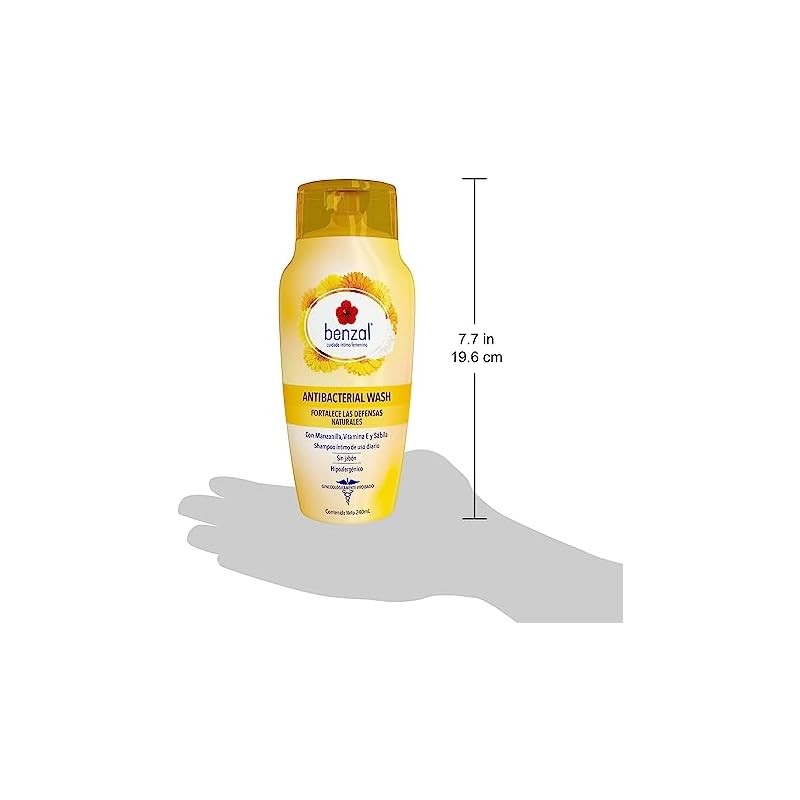 Benzal Wash Jabón Íntimo Femenino, Manzanilla, Antibacterial, 240ml