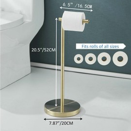 Free Standing Toilet Paper Holder Stand,Gold Bathroom Roll Tissue Dispenser,Rustproof Base SUS 304 Stainless Steel (Brushed Gold) SHUNLI