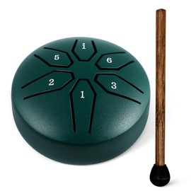 WHAMVOX Steel Tongue Drum Mini Ethereal Rain Drum for Beginners Handpan for Meditation Yoga and Music Education Small Portable Percussion Instrument Green