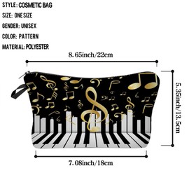 Livel lhood Piano Musical Note Cosmetic Bag for Women Cute Small Makeup Bag for Purse Travel Toiletry Zipper Pouch for Girls Gift for Music Lovers Piano Musical Note Makeup Bag for Her
