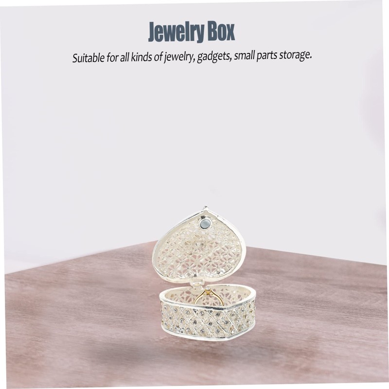 SHOWERORO Beautiful Silver Jewelry Box Decorative Earring Case Heart-shaped Necklace