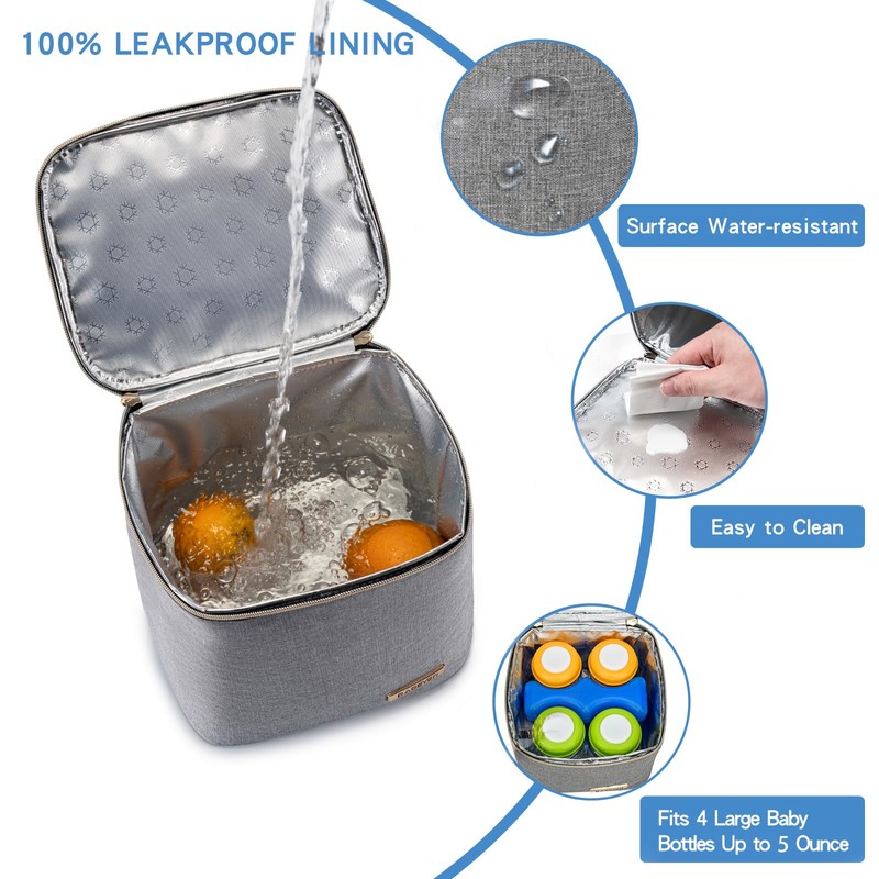 Breast Milk Cooler Bag with Ice Pack Fits 4 Large