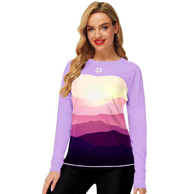 Deerose Rash Guard Womens Long Sleeve Gradient Shirts for Swimming