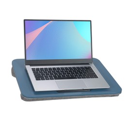 Lap Desk, Portable Laptop Desk Fits Up to 16“ Laptops, with Tablet Slot, Built-in Cushion, Great for Home & Office,Lap Desk with Cushion (Blue, Medium)