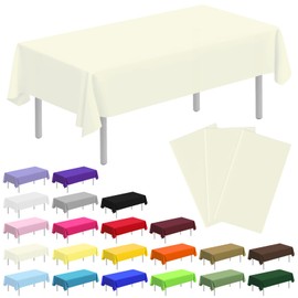CC-SLZP 3 Pack Plastic Table Cloth Rectangle 54 x 108 inch Plastic Tablecloth Disposable Rectangle Leakproof for Parties, Picnic, Camping, Birthday, Weeding
