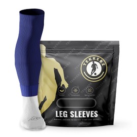 Tekkerz Mangas juveniles alternativas a los calcetines de fútbol, mangas de fútbol, rugby proporciona compresión y prevención de lesiones., Azul marino, Small