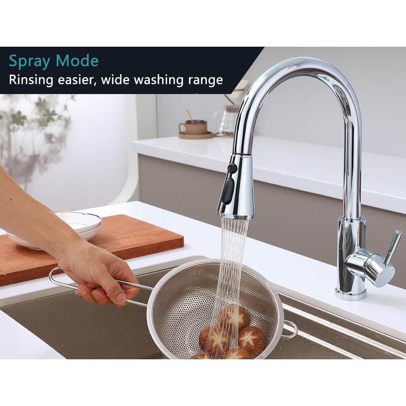 Universal Kitchen Faucet Head Replacement Pull Down 3 Function Spray