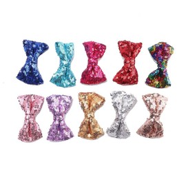 BAOFUYA 10pcs/Set Pet Dog Cat Hair Clips Cute Bowknot Bright Sequins Hair Bows Hairpins Pet Headwear Hair Accessories with Clips
