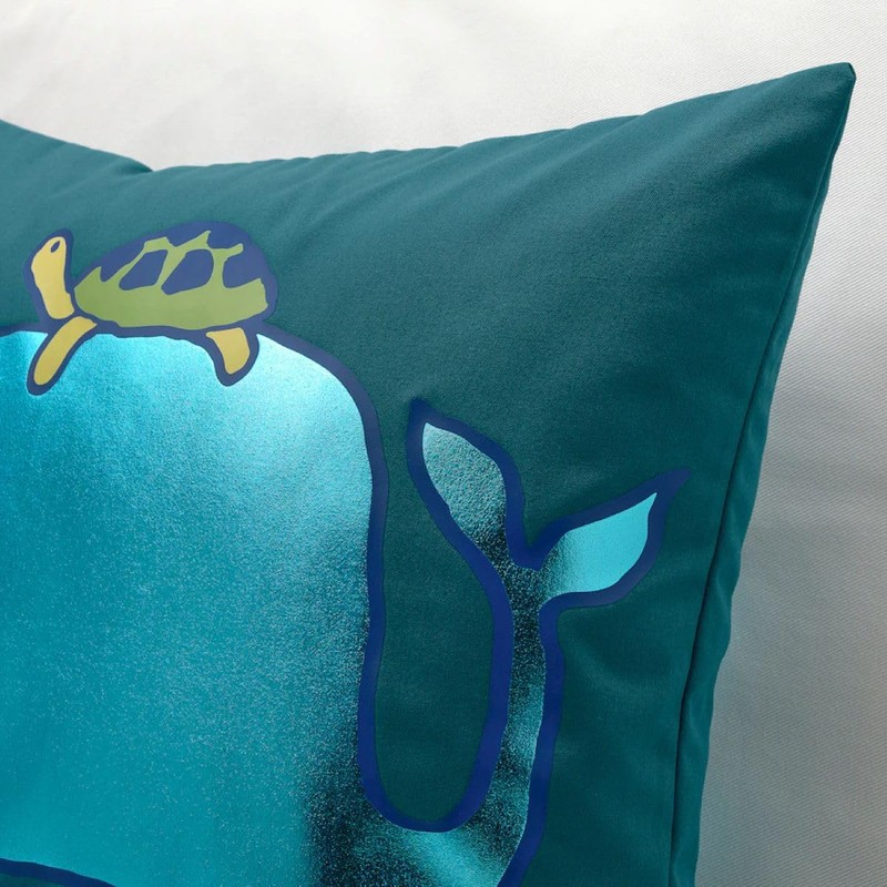 NIKTI BLAVINGAD Cushion Cover – Whale Pattern, Blue-Green – 50x50