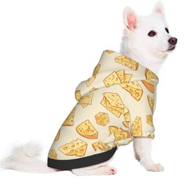Yellow Cheese Pattern Dog Hoodies Pet Costume Clothes Winter Hoodies Sweaters for Small Dogs Medium