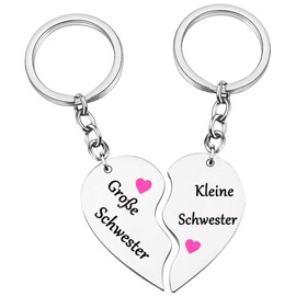 Sister Gifts Keyring for Big Sister Little Sister Sister in Law from Sister Funny Birthday for Girls Women BFF Best Friend Birthday Gift, silver, M
