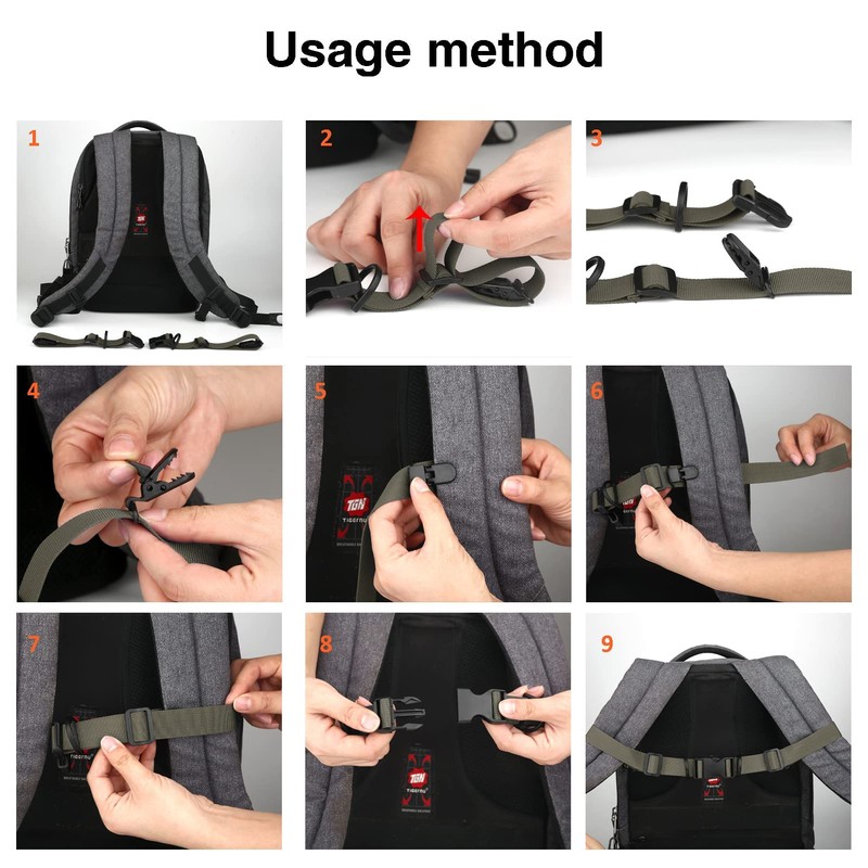 Ikerall 2 Pcs Adjustable Backpack Sternum Straps Chest Belt Hardness