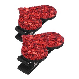 Healeved 2pcs Glitter Hair Clip Hair Accessories for Bling Hair Pins Shaped Hairpin Girl Hair Accessories Hairpins Barrettes Red Leather
