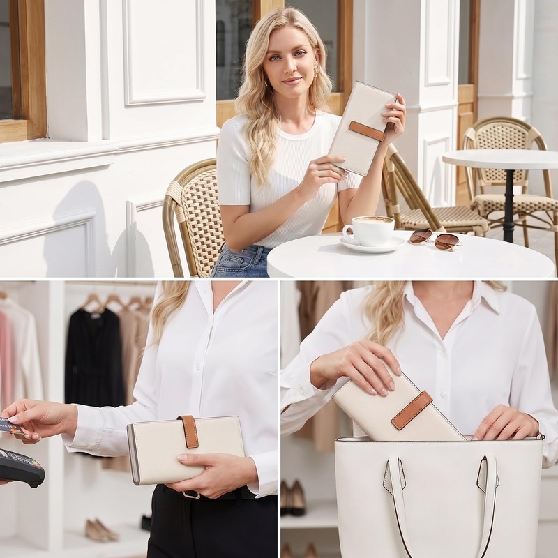 Mayski Slim RFID Blocking Clutch Wallet for Women Bifold Credit