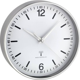 TFA Radio-Controlled Wall Clock 19.5 x 4.5 x 19.5 cm Aluminium White
