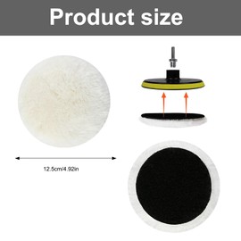 Pack of 6 Lambswool Polishing Discs, Compatible with Bosch Random Orbital Sander, Polishing Pads 125 mm, Lambswool Polishing Pads, Polishing Covers for Random Orbital Sanders with Velcro for Car, Cork
