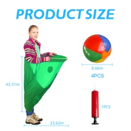 Granny Pants Yard Game for Adults Throw and Catch Ball Game Set Garden Granny Pants Outdoor Game for Birthday Family Reunions Party - with 4Pcs Big Bouncy Balls and Air Pump (Green)