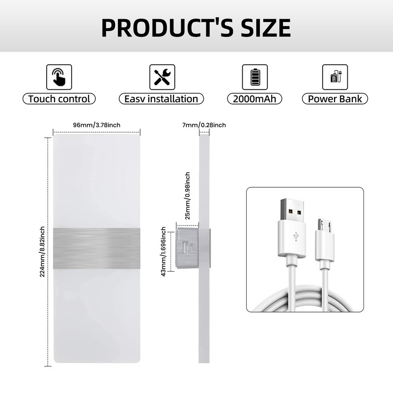 MEHIDFY Wall Sconces Sets of 2, Dimmable Touch Control Wall