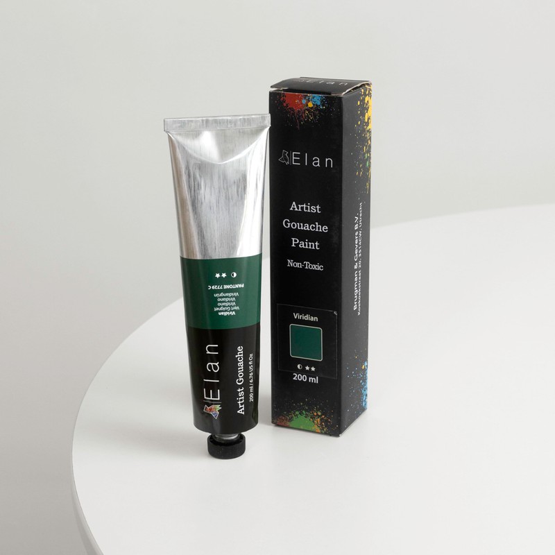 Elan Viridian Gouache Paint 200ml Tube, Deep Green Hue for