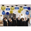 16Pcs Graduation Cap Paper Lanterns Party Decorations - Blue and
