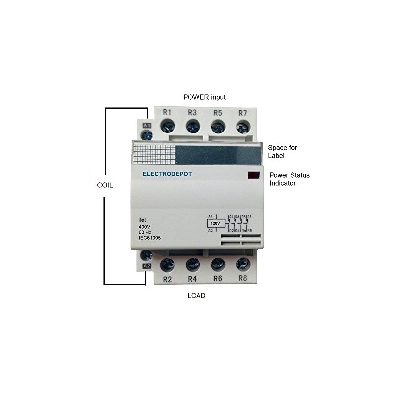 Lighting Contactor 60 Amp 4 Pole 120V Coil, 30A, 40A