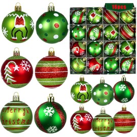 Fanfantoey Latest Christmas Ornaments 2025, 16Pcs Christmas Balls Ornaments for Tree, Green Shatterproof Hanging Christmas Tree Decorations for Holiday Party Decor