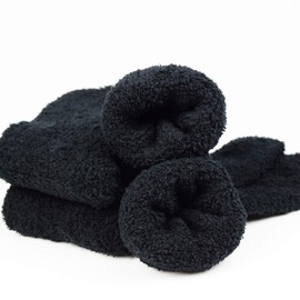 FITU Women's Soft Warm Cozy Fuzzy Socks 6-Pack (BLACK-PE Bag Packing)