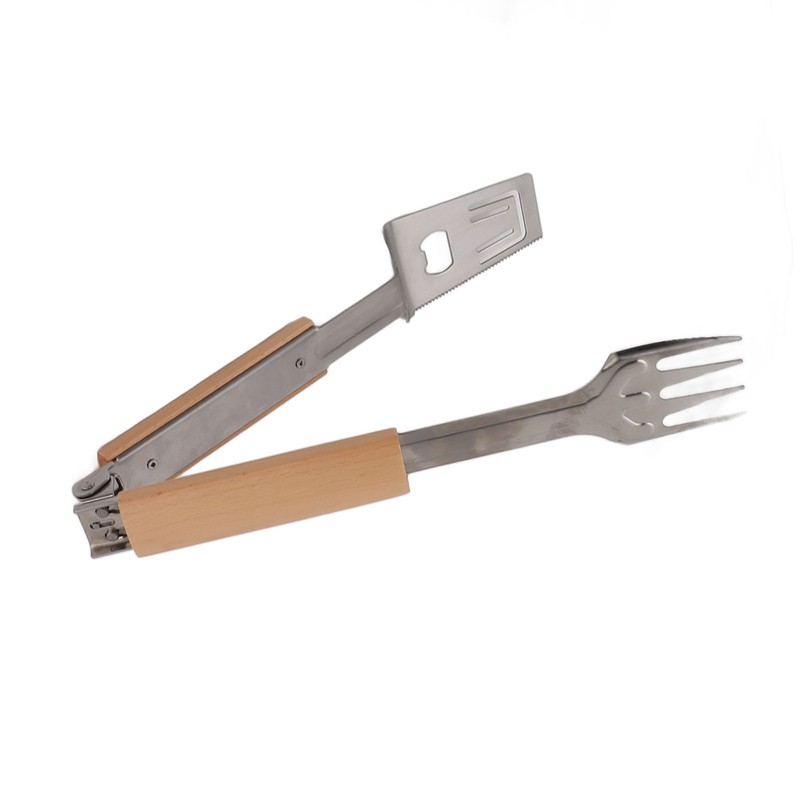 Grill Spatula Fork Tongs Durable Stainless Steel Food Tongs Multifunctional