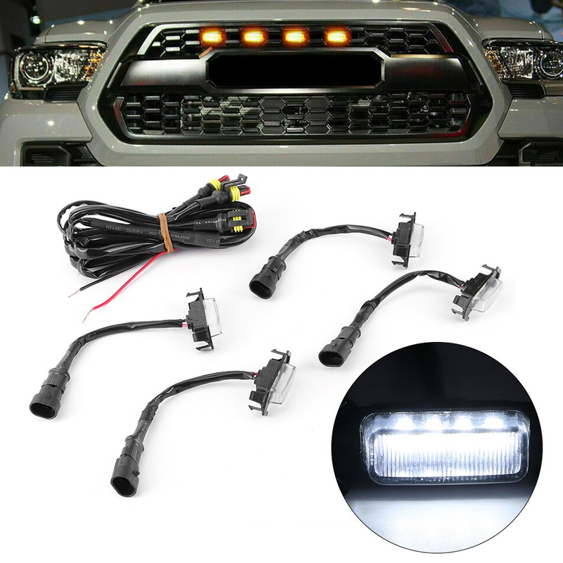 4pcs 12V Car LED Grille Light High Brightness Accessory Fit