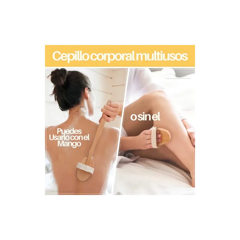 Cepillo Corporal Universo en Linea Cerdas Naturales Mango Removible