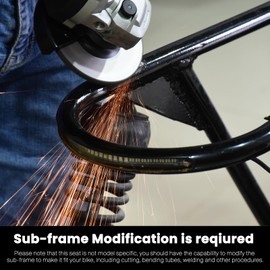 DKMOTORK 0399 Hump Motorcycle Retro Cafe Racer Seat with Diamond Pattern White Stitched（gloss black finish, subframe modification is required）