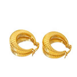 JOMJEU Chunky Gold Hoop Earrings for Women Trendy, Large 18K Gold Plated Titanium Steels Huggie Earrings Best Earrings for Sensitive Ears, gold plated, No Gemstone