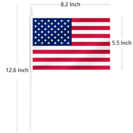 Yamiuo American US Mini Flag, 12 Pack USA Hand Held Small Mini Stick Flag with 12 Inch Solid White Pole, 8.2x5.5 Inch (USA)