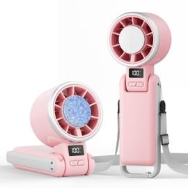 TriPole Portable Handheld Turbo Fan with Ice Cooling, 5 Speed Battery Rechargeable Foldable 3 in 1 Mini Fan, Neck & Desk Fan, Quiet Personal Fans for Outdoor, Travel, Camping, Hiking, Working