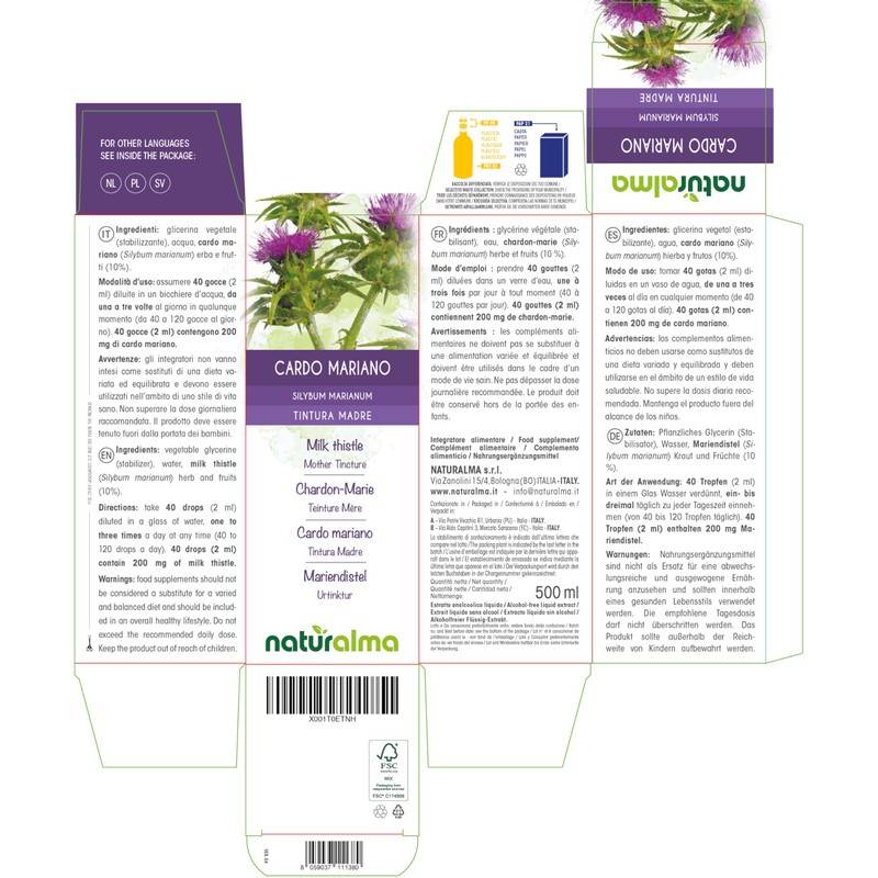Milk Thistle (Silybum Marianum) Herb and Fruits Alcohol-Free Mother Tincture