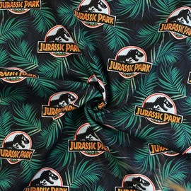 Craft Cotton Company 100% Premium Cotton Jurassic Park Opulent Jungle 110cm Wide Kids Craft Fabric Quilting Sewing Sold by the Metre (Jurassic Park Logo)