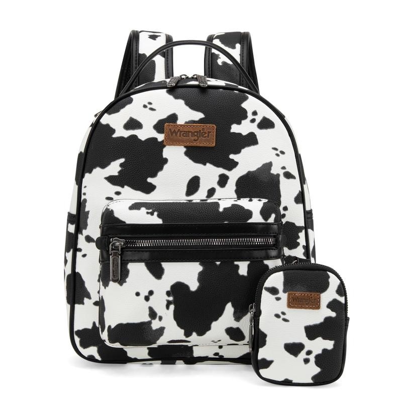Wrangler Medium Cow Print Backpack Cute Daypacks Bookbag Purse for