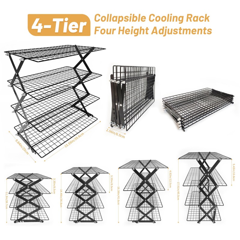 4 Tier Collapsible Cooling Rack for Baking, Cookie Baking Gadgets,