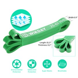 WIKDAY Resistance Bands for Working Out, Exercise Bands, Workout Bands, Pull Up Assistance Bands for Body Stretching Training Physical Therapy Muscle Training for Men & Women Green (25-65 lbs)