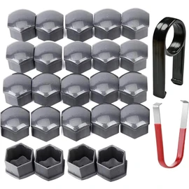 24pcs Wheel Nut Cap 17mm Wheel Bolt Nut Caps Covers, Hexagonal Tire Nut Covers with Removal Tool Set for Cars(Gray)