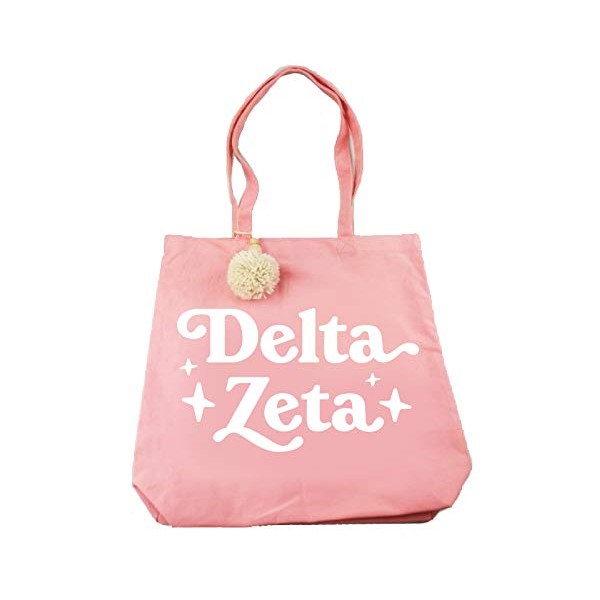Sorority Shop Delta Zeta Retro Pom Pom Tote Bag
