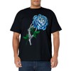 Vintage Art Skeleton Hand Holding Blue Peonies Flower T-Shirt